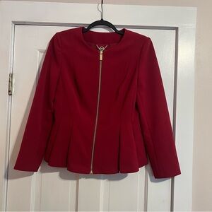 DONNA KARAN RED RASPBERRY FUCHSIA PEPLUM BLAZER JACKET SIZE 4